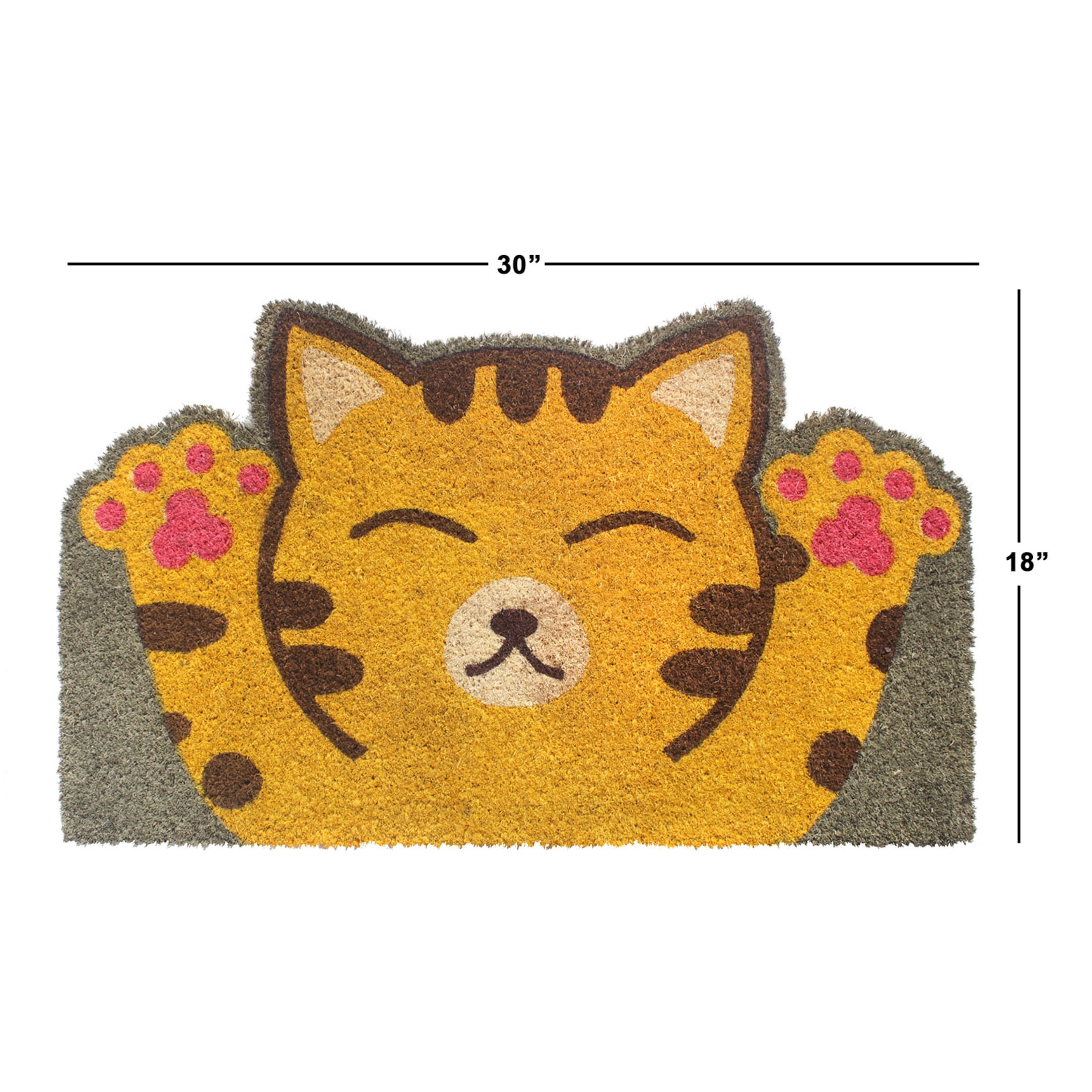 RugSmith Happy Cat Doormat - 18"x30", Indoor/Outdoor Mat, Cute Pet-Themed Doormat, Multi Machine Tuffed
