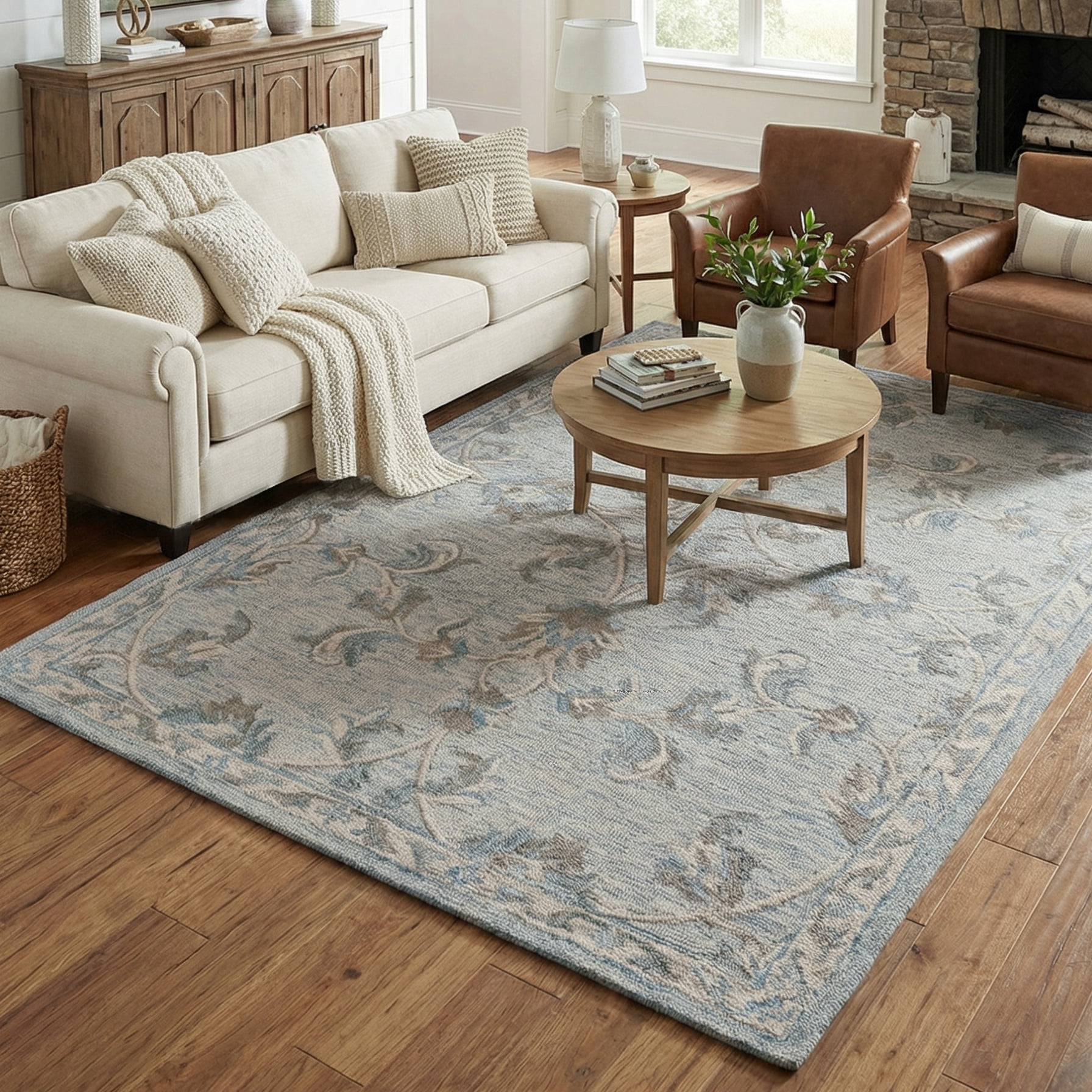 Harlow Hill Wade 2' x 3' Blue Floral Wool Indoor Area Rug