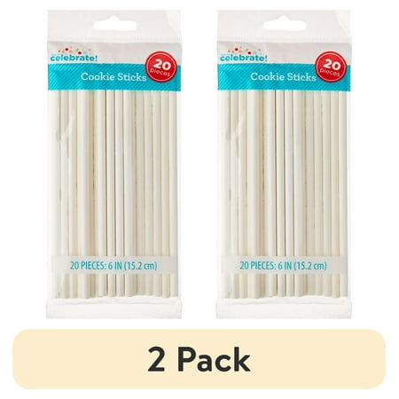 (2 pack) 6 White Cookie Treat Sticks Paper by Way To Celebrate 20 Count (2 pack) 6 White Cookie Treat Sticks Paper by Way To Celebrate 20 Count