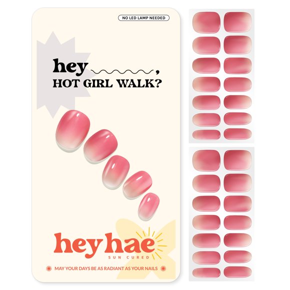 Heyhae Tiras de uñas de gel semicuradas | Envolturas de uñas de gel curadas al sol, no necesita lámpara LED, fácil de aplicar y quitar | Incluye 28 tiras, 1 almohadilla de preparación, 1 lima de uñas