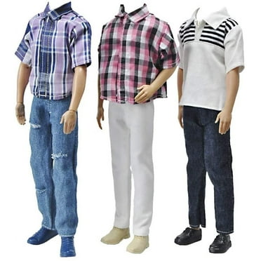 E-TING 3 Sets Casual Wear Plaid Doll Clothes Jacket Pants Outfits for 12 Inches Boy Dolls
