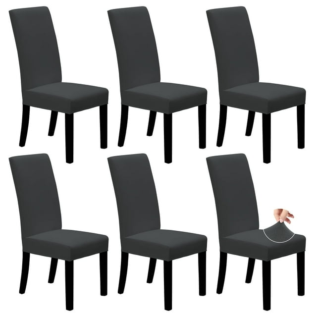 Fundas elásticas para sillas de comedor, 6 unidades, color gris oscuro