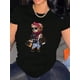 thumbnail image 1 of Camiseta De Mujer Verano Ropa Informal Suelta Camiseta Básica De Moda Para La Calle DiariaWomen's Fashion Trendy Bear Print T-Shirt, Casual Round Neck Short Sleeve, Comfortable Summer Top, Knitted P, 1 of 6