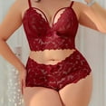 thumbnail image 6 of JSGEK Plus Size Lingerie Sets for Women Lace Bra 2PC Mesh Sheer Panties Valentine's Day Naughty Lingeries Red S, 6 of 7