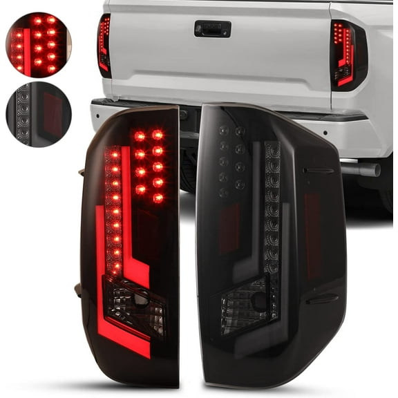 LED Tail Lights Assembly for 2014-2020 Toyota Tundra, Tail Rear lamps Replacement with Turn Signal Light/DRL/Brake Light/Reverse Light, Driver and Passenger side(Smoke Lens)