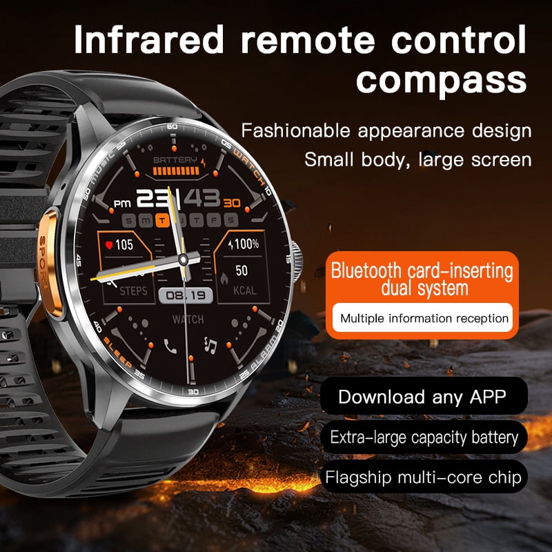 E EYAFA Android Smart Watch H100 with SIM Card Slot for Men and Women 1.8 inch Amoled Screen 3GB RAM+32GB ROM-Silver