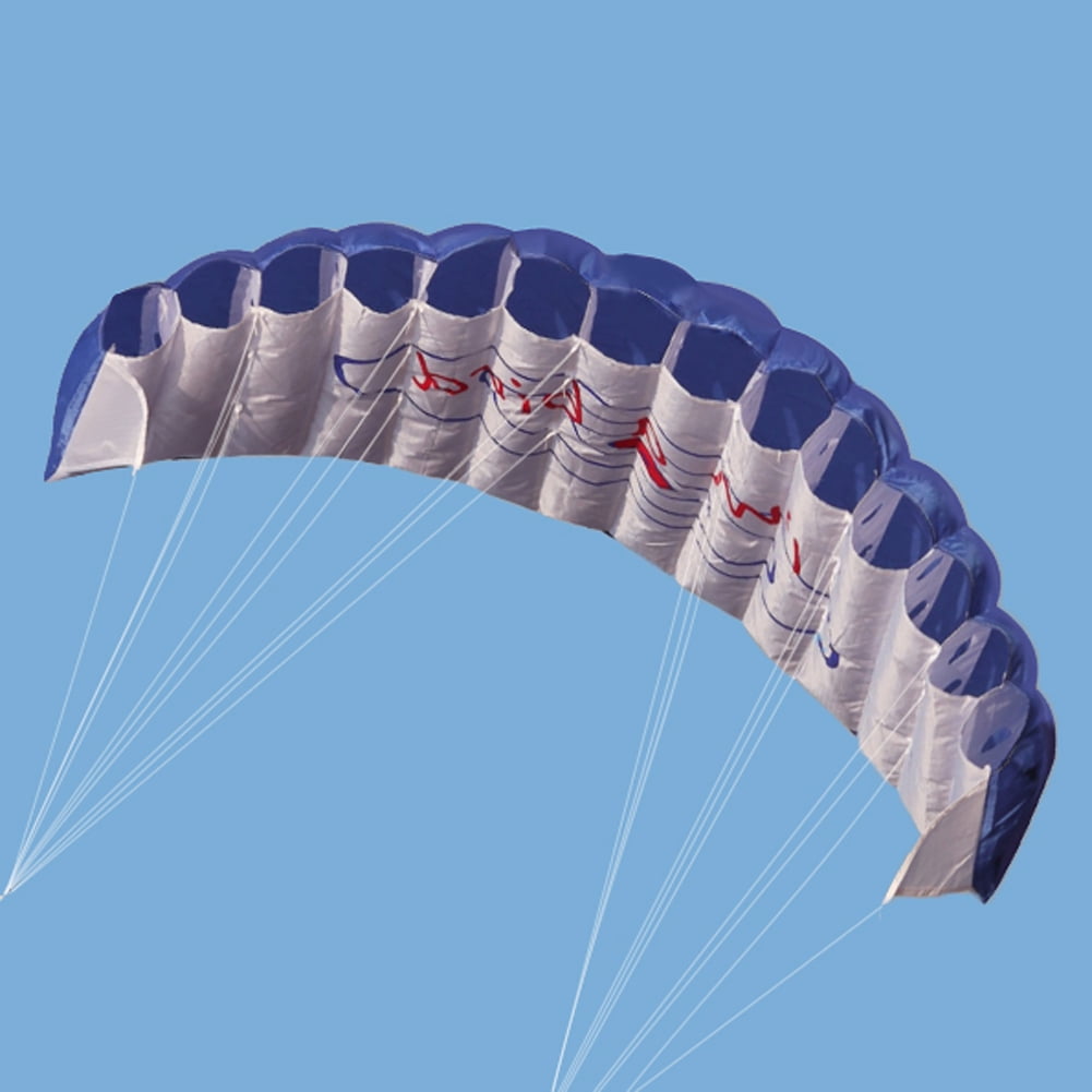 Blue Dual Line Stunt Parafoil Parachute Rainbow Sports Beach Kite 