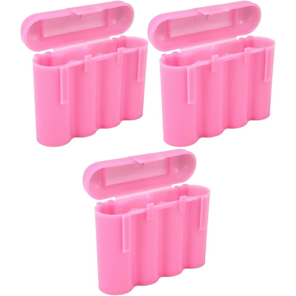 Three (3) EBC Battery AA AAA Pink Plastic Battery Storage Case Holder Box USA Ship
