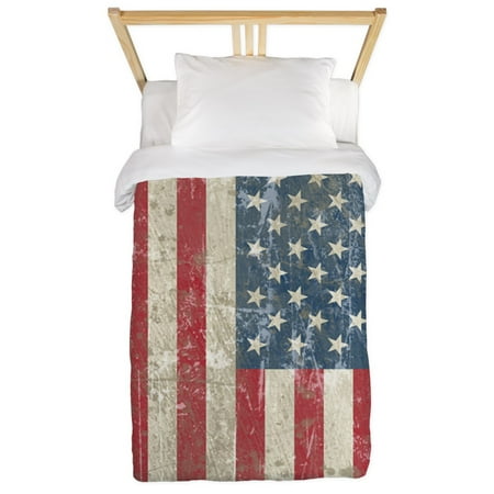 Flag Comforter CafePress - Vintage USA Flag Twin Duvet - Twin Duvet Cover, Printed Comforter Cover Microfiber ()