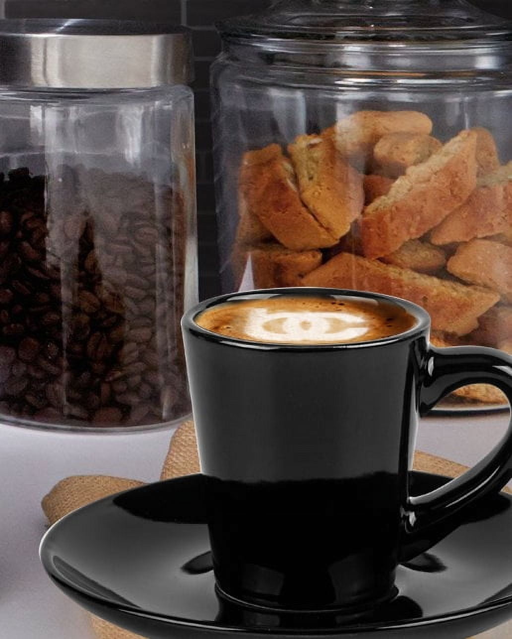 (2 pack) Bene Casa Black Ceramic Espresso Cups & Saucers Set of 9