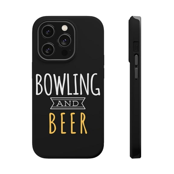 DistinctInk Tough Case for Apple iPhone 15 PRO (6.1" Screen), Compatible with MagSafe Charging - Bowling and Beer