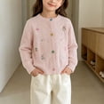 thumbnail image 2 of Acaics Girls Cable Knit Cardigan, Long Sleeve Crew Neck Button Down Cute Embroidery Sweater with Pockets for Fall Winter, 2 of 8