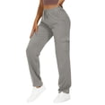 thumbnail image 5 of JJHGVB Cargo Pants Women High Waisted Pants Women Cargo Pants Lightweight Hiking Pants With Pocket Outdoor Drawstring Wide Leg Baggy Parachute Pant Wide Leg Pants Woman Baggy Pants Gray S, 5 of 9