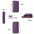thumbnail image 2 of Leather Credit Card Holder Wallet for Women RFID Blocking Large Capacity Bifold Zipper Card Case Organizer with Wristlet 45 Slots（deep purple）, 2 of 5