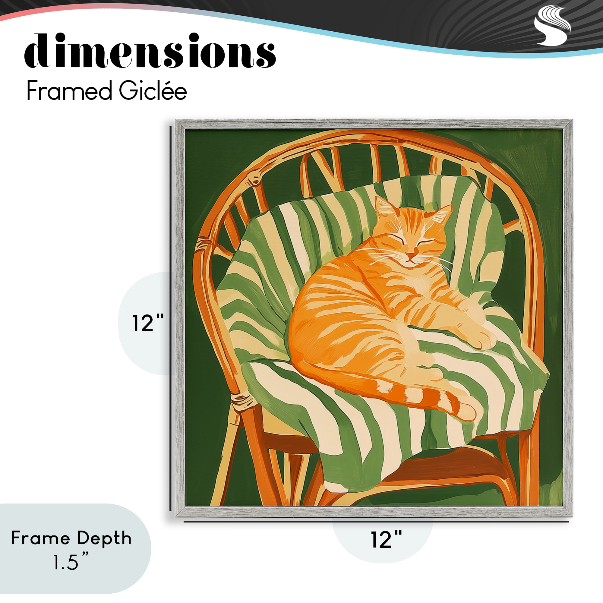 Stupell Industries Cat In Rattan Chair Gray Framed Giclee Art, design by Walker Noble