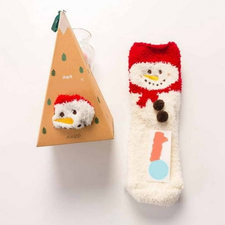 

EUHDSSDE Cute 3D Animal Socks With Gift Box Coral Fleece Socks Winter Thickened Cartoon Embroidery Floor Christmas Socks