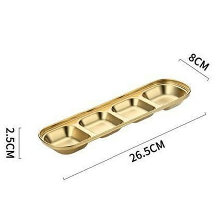 

3 Compartment Stainless Steel Sauce Plate Mini Platter Sushi Platter