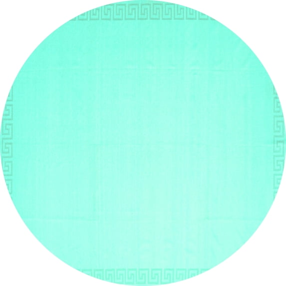 Ahgly Company Machine Washable Indoor Round Solid Turquoise Blue Modern Area Rugs, 6' Round