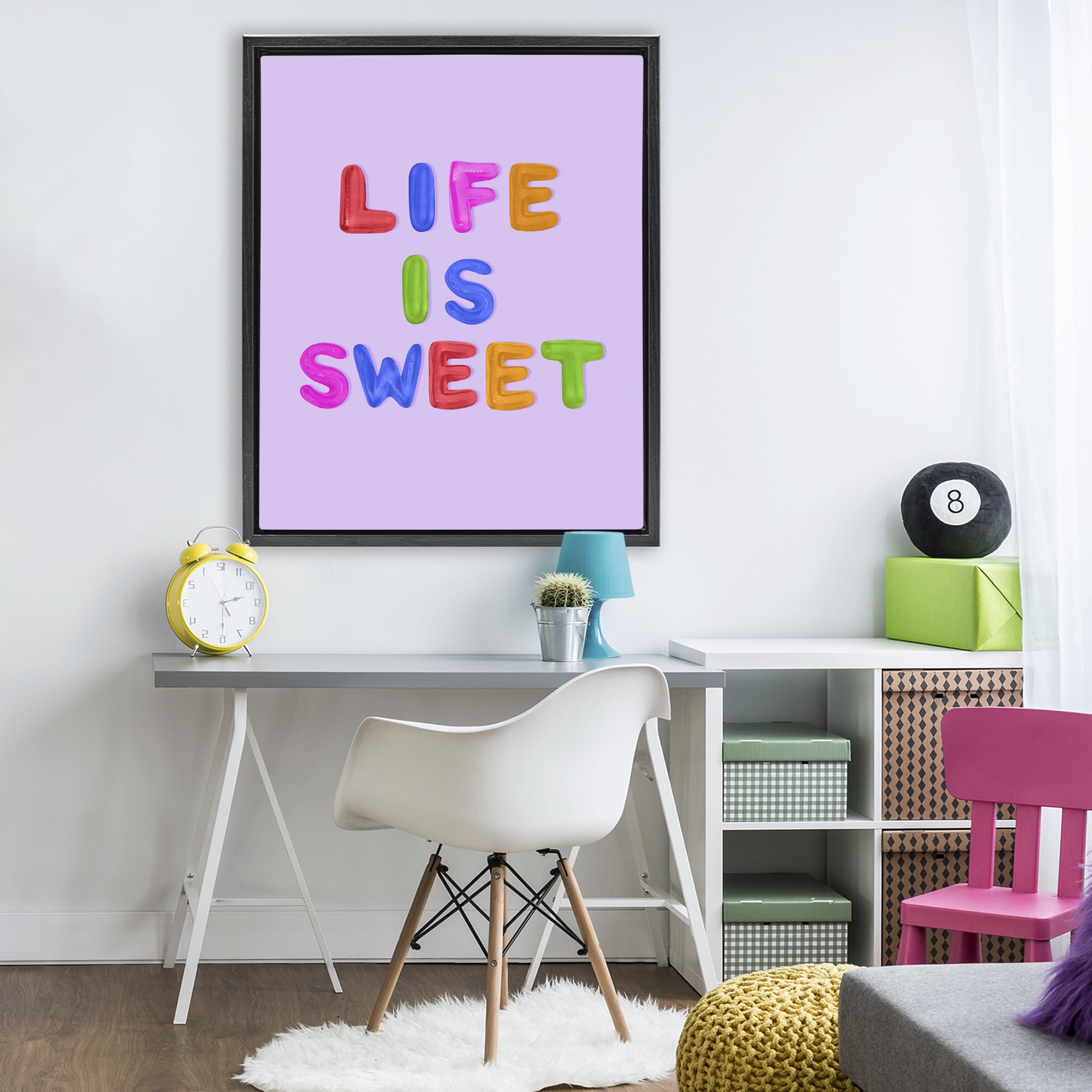 Stupell Industries Life Is Sweet Gummies Black Framed Floater Canvas Wall Art, design by LISH Creative