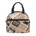 thumbnail image 2 of ZNDUO Reusable Lunch Box, Adjustable Shoulder Strap Old Newspaper Pattern Lunch Bag, 2 of 8