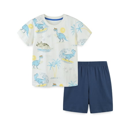 

Boys Summer Clothes Set Outfits for Little Children Knitted Cotton Short-sleeved T-shirt + Shorts Pants 2 Pieces 3T
