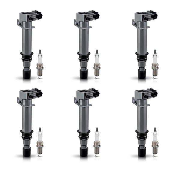ISA UF270 Ignition Coil and 4504 Spark Plug For 3.7 V6 2002 2003 2004 2005 2006 2007 2008 Dodge Jeep Mitsubishi Liberty Grand Cherokee Raider Commander Nitro Durango Dakota Set of 6
