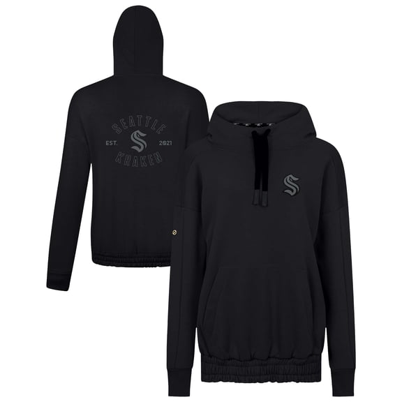 Women's Levelwear Black Seattle Kraken Waterfall Nightfall Pullover Hoodie