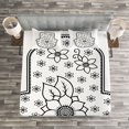 thumbnail image 3 of Ambesonne Hamsa Quilted Bedspread Set 3 Pcs, Lotus Blossoms Kabbalah Art, King Size, White Black, 3 of 3