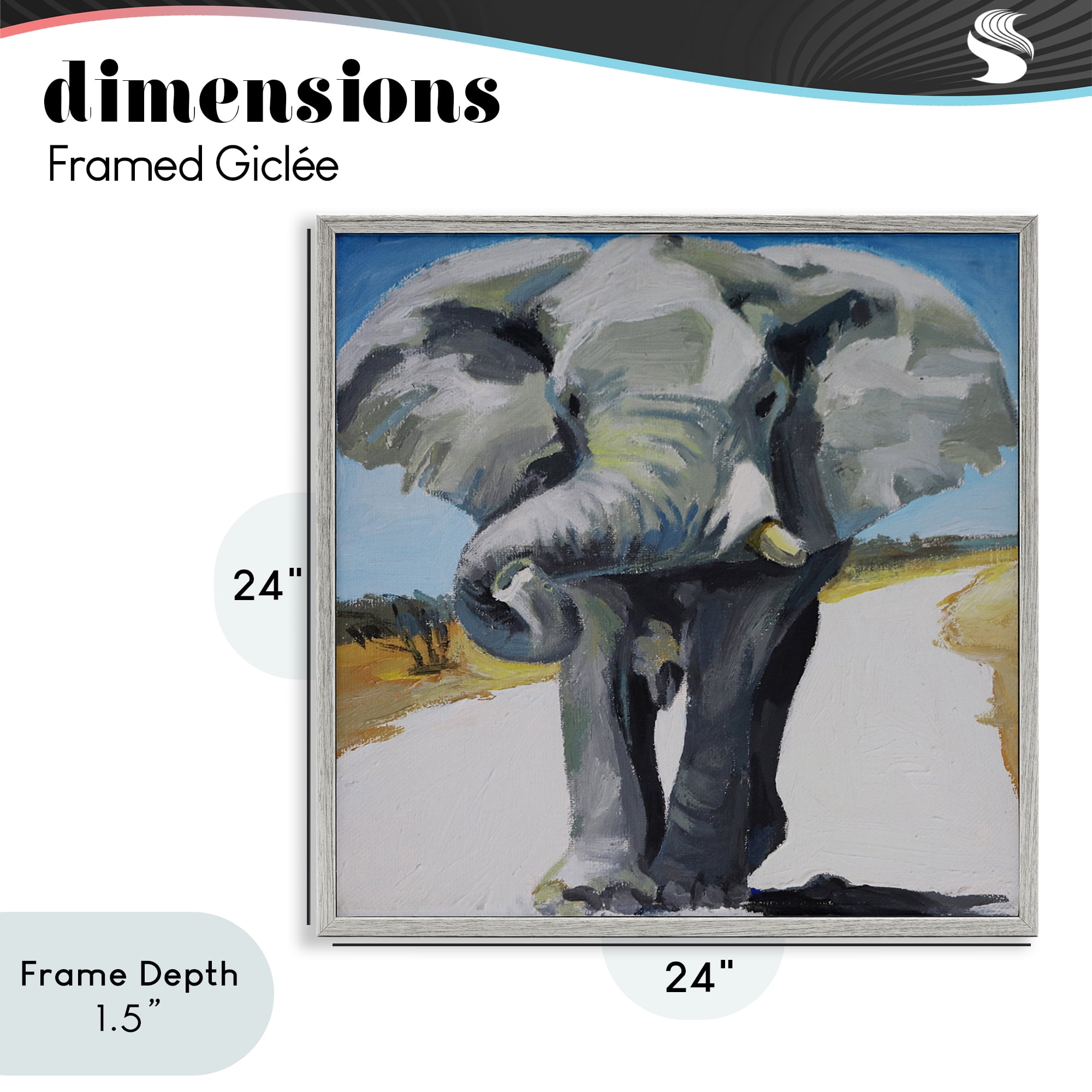 Stupell Industries Majestic Elephant on Path Gray Framed Giclee Art, design by Violeta Vollmer