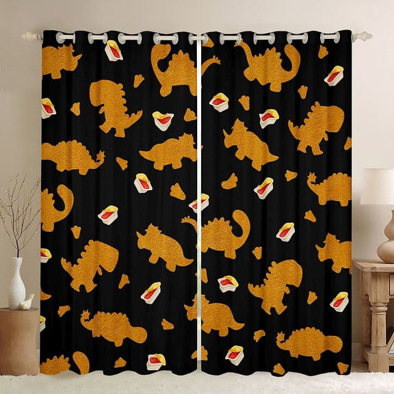Feelyou Cute Dinosaur Black Out Curtains, Animal Curtains Pack of 2 (42x63 Each)