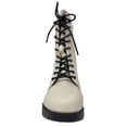 thumbnail image 4 of New Women's Lug Sole Platform Combat Ankle Bootie Lace up Side Zipper Bootie, 4 of 5
