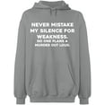 thumbnail image 2 of OXI Hoodie Sweatshirt - Never Mistake Silence, Basic Casual Hoodie for Men's and Women Fleece Hoodie Long Sleeve - Sport Grey 3X-Large, 2 of 3