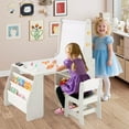 thumbnail image 2 of Costway Kids Art Table and Chair Set with  Easel & Chair Whiteboard & Chalkboard Paper Roll, 2 of 10