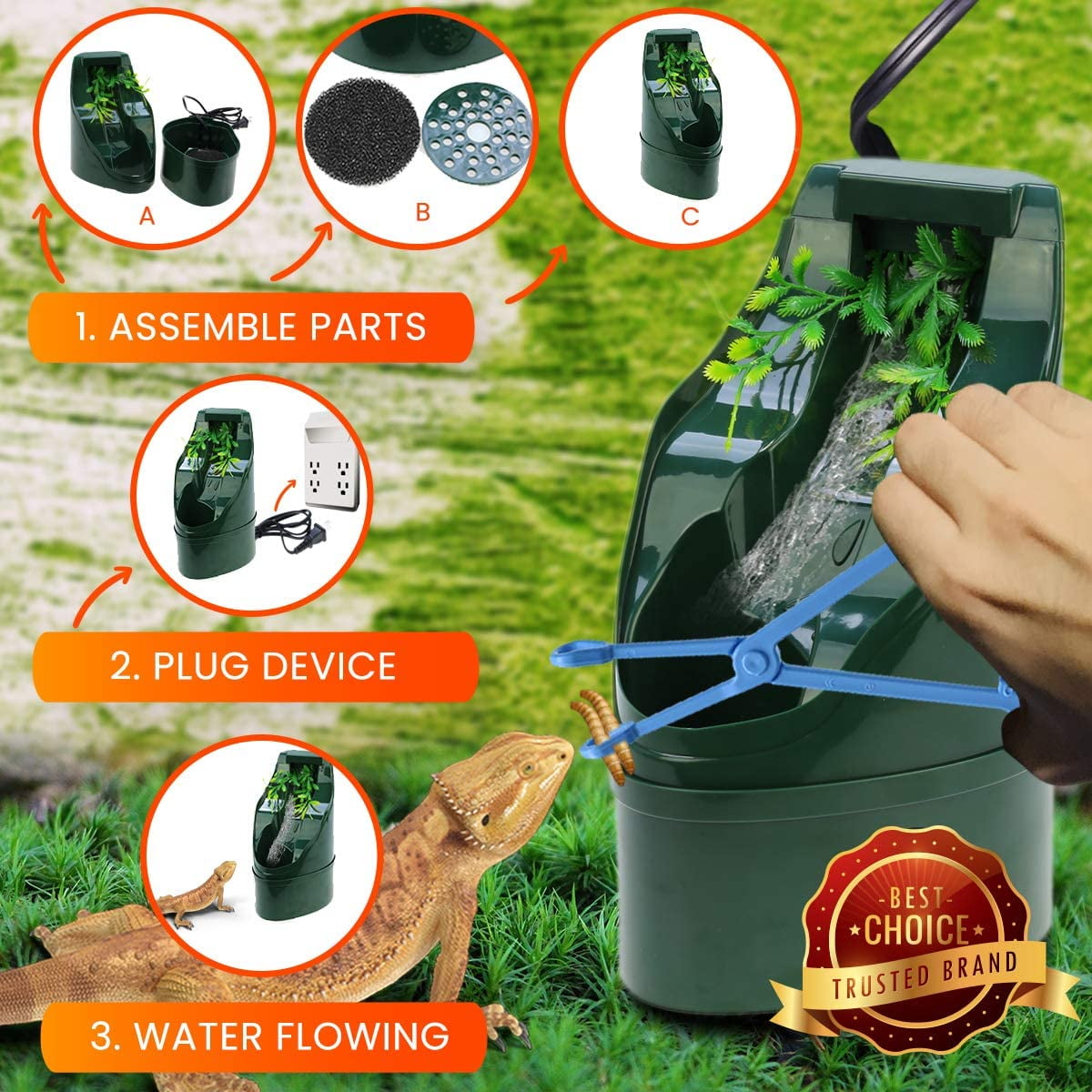 Corisrx Reptile Waterfall Fountain Dripper - Adjustable Reptile