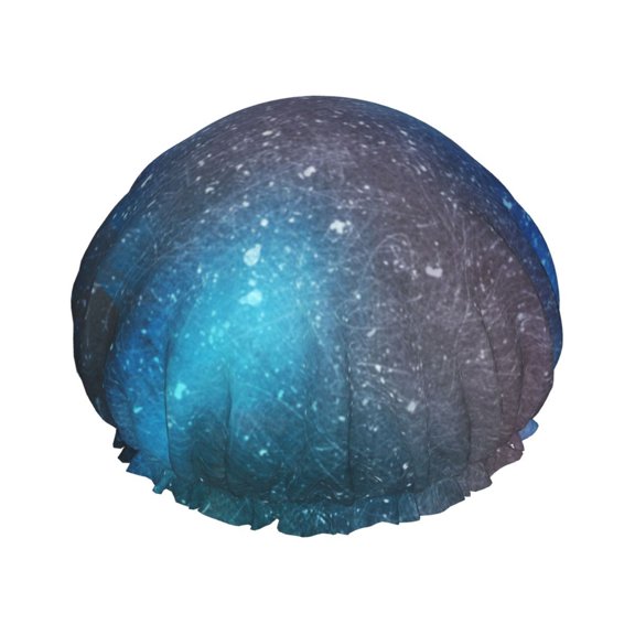 YFYANG Women's Double Waterproof Shower Cap, Blue Dream Reusable Hair Cap for All Hair Styles and Head Sizes