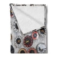 thumbnail image 2 of Clock Soft Flannel Fleece Throw Blanket, Modernistic Design Picture of Vivid Circular Wall Watches Hantged on Grunge Bricks, Cozy Plush for Indoor and Outdoor Use, 50" x 70", Multicolor, by Ambesonne, 2 of 5