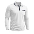 thumbnail image 4 of Men's Polo Shirts Zip Long Sleeve Classic T-Shirts Casual Golf Shirts Stylish Collared Tee, M, 4 of 7