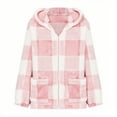 thumbnail image 4 of XFLWAM Women's Plaid Sherpa Jacket Plush Open Front Hooded Jacket Casual Fall Winter Fuzzy Fleece Cardigan Outerwear, 4 of 6