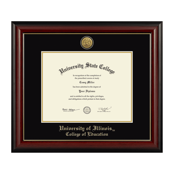 Framerly - UIUC Education Diploma Frame with Black and Gold Mat