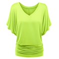 thumbnail image 5 of Mohiass Batwing Short Sleeve Dolman Tops for Women Plus Size Banded Bottom Fold Hem Top Casual Loose Flowy T Shirts Green L, 5 of 5