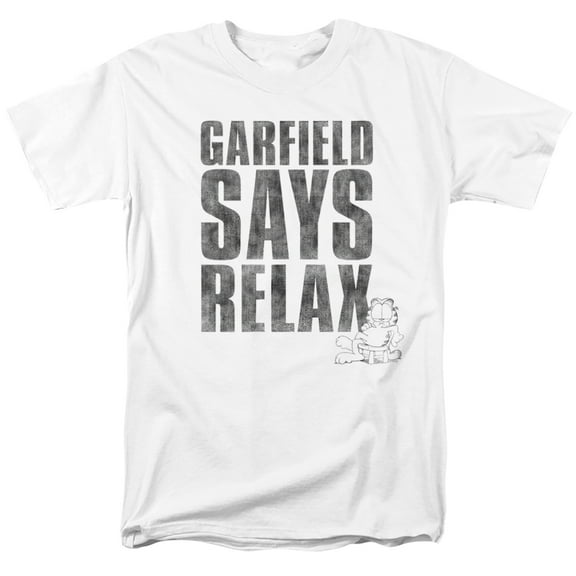 Garfield Garfield Says Relax Distressed Unisex Adult T Shirt (3X-Large) White