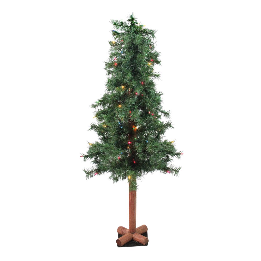 4' x 24" PreLit Traditional Woodland Alpine Artificial Christmas Tree Multi Lights Walmart
