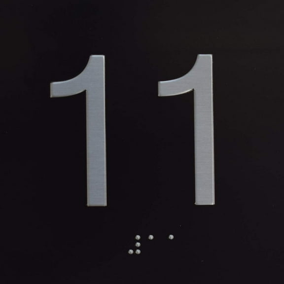11TH Floor Elevator Jamb Plate Sign with Braille and Raised Number-Elevator Floor Number Sign(Black)
