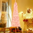 thumbnail image 4 of Gymax 7FT Pre-Lit Flocked Christmas Pencil Snow Tree Holiday Decor Tree w/ LED Lights, 4 of 10
