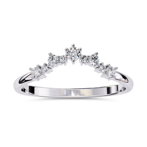 AFFY Curved Wedding Band Ring for Women, 0.25 Carat (ctw) Round Cut Lab Grown Diamond Ring In 14K White Gold Over Sterling Silver F-G-H, SI Quality Gifts For Her 1/4 cttw Ring Size-4