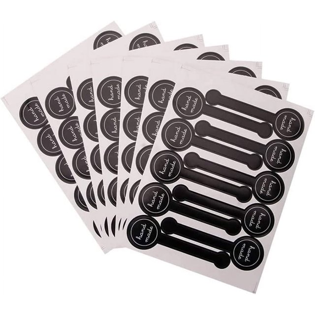 RV 100 Uds. Pegatinas de etiquetas autoadhesivas, pegatinas de tira de sellado negro "hechas a mano", galletas/dulces/aperitivos/hornear/pegatinas de regalo DIY/suministros para fiestas brillar Electrónica