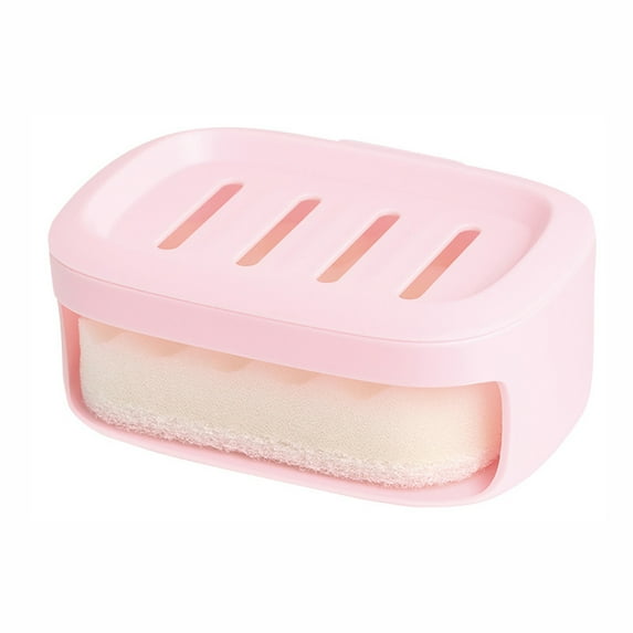 Suction Cup Wall Mounted Drain Soap Box - Soap box with sponge cleaning