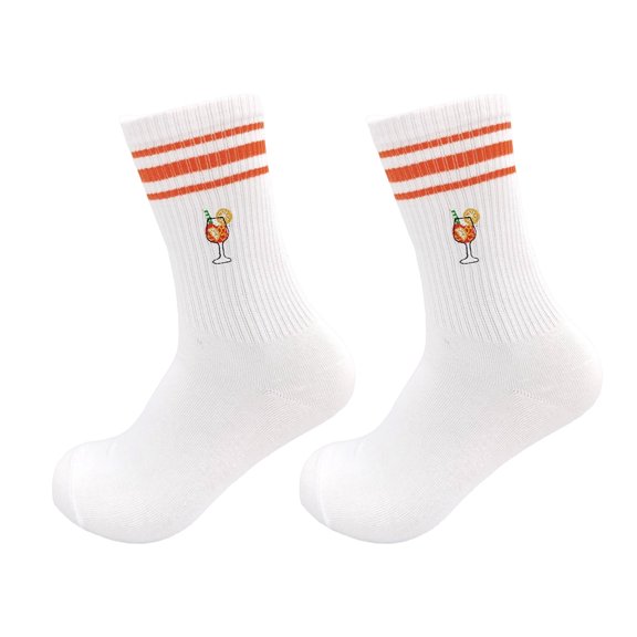 JUUNthy Mens Womens Cotton Crew Socks, Breathable Soft Non-Slip Stripe Graphic Casual Athletic Socks Orange