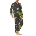 thumbnail image 2 of Naloa Dinosaur Skeleton Men’s Pajamas Set - Long Sleeve Button Down Sleep Shirt and Pajama Bottoms Sleepwear Set-Medium, 2 of 7