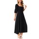 thumbnail image 4 of Vestidos de verano casuales para mujeres INSPIRE CHIC, con mangas cortas abullonadas, escote cuadrado, diseño fruncido, midi fluido y con bolsillos, color negro M, 4 of 5